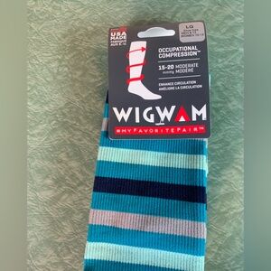 Wigwam Striped Compression Socks - Blue and Gray